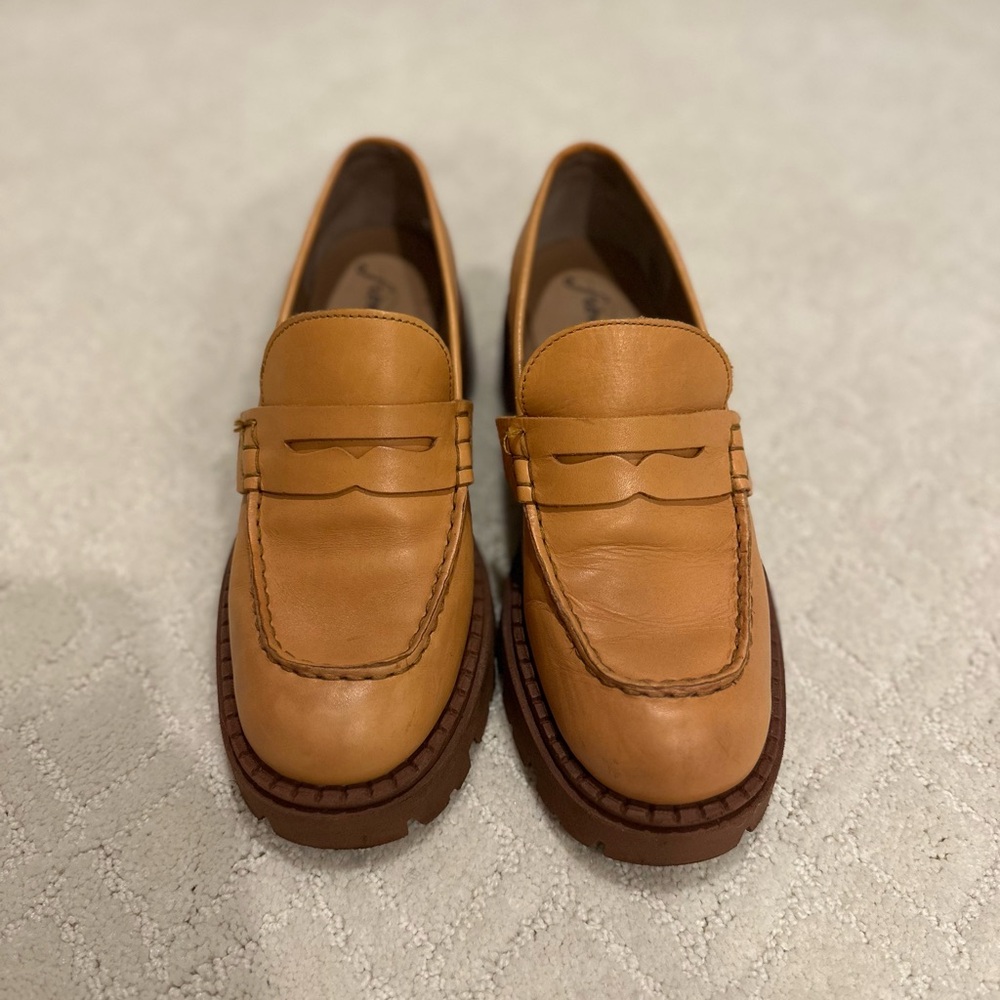 Free People Tan Leather Loafers